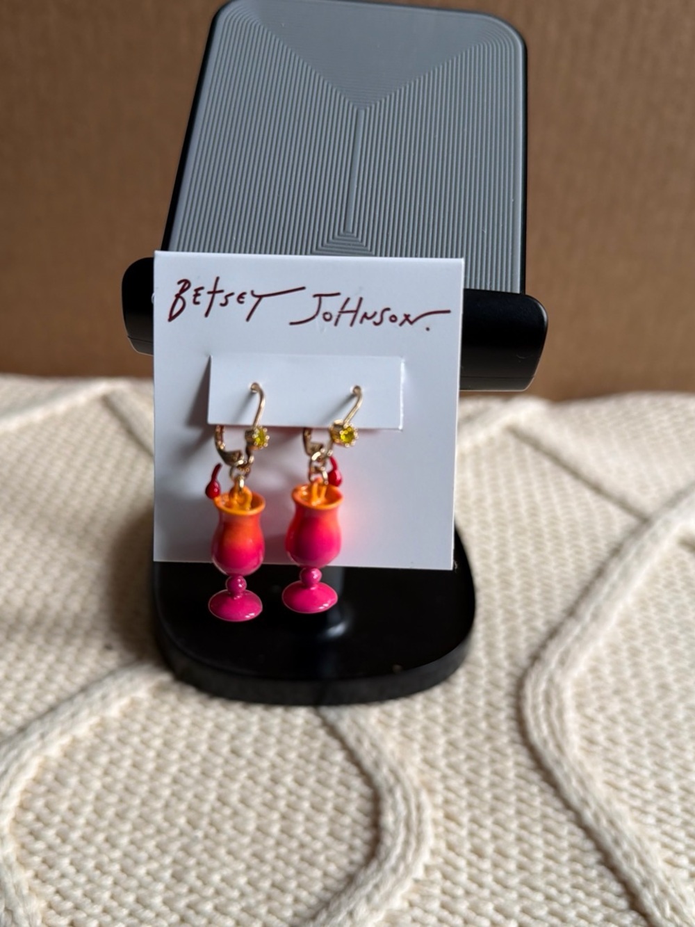Betsey Johnson Hot Pink & Light Pink Mini Hoop Earrings